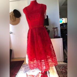 NWT Karen Millen red fit n flare lace dress 4. See tag for original price.